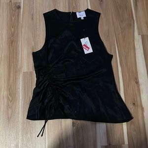 Cinq a Sept black large Silk tank w drawstring